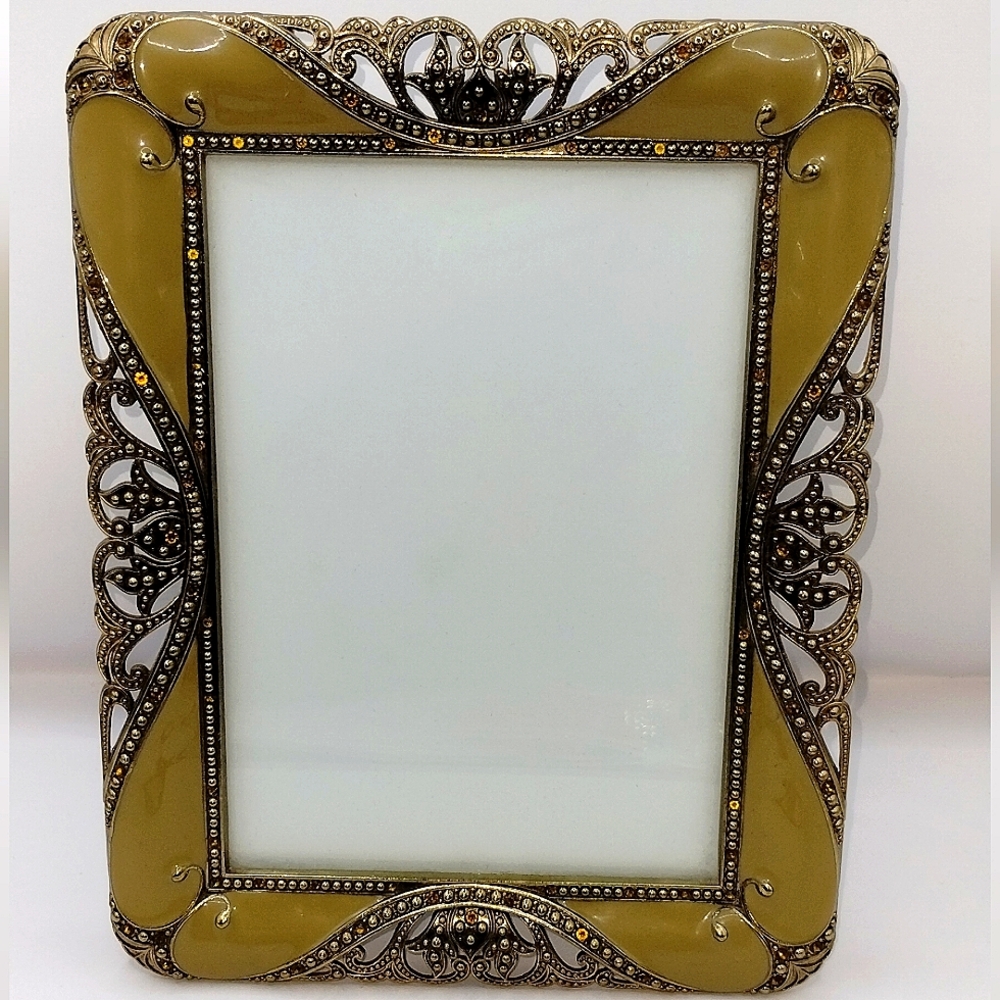 Ornate Rhinestone Belle Maison Picture Frame Enameled Tundra